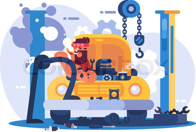 Mechanic Repairing Car In Garage Stock Vector Colourbox 800x542 Mechanic Repairing Car In Garage Stock Vector Colourbox