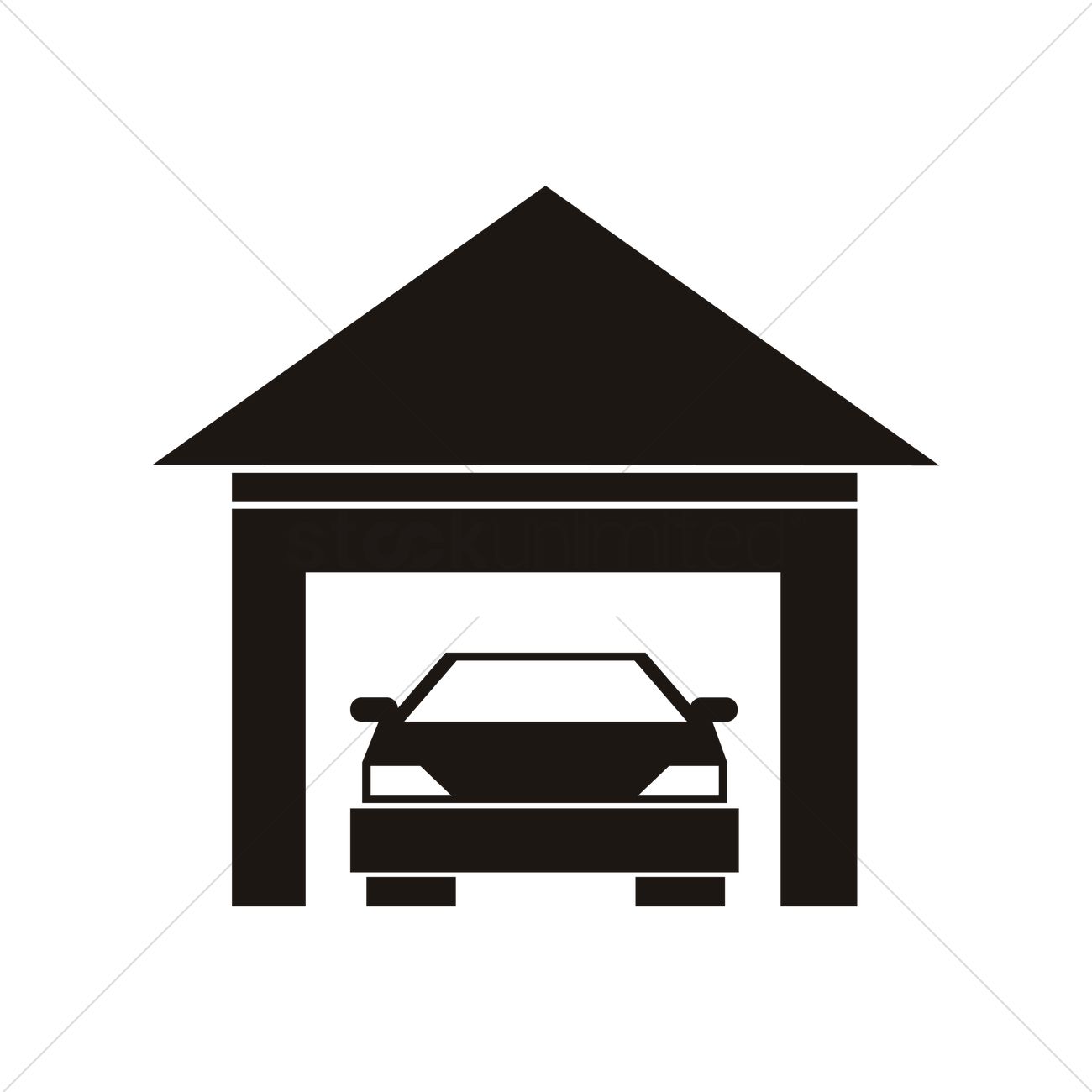 Car In Garage Vector Image 1300x1300 Car In Garage Vector Image