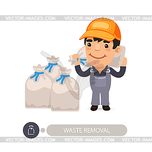 Garbage Worker Carrying Rubbish Bag 300x300 Garbage Worker Carrying Rubbish Bag