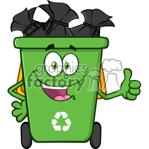 Happy Green Recycle Bin Cartoon Mascot Character Full With Garbage 300x300 Happy Green Recycle Bin Cartoon Mascot Character Full With Garbage