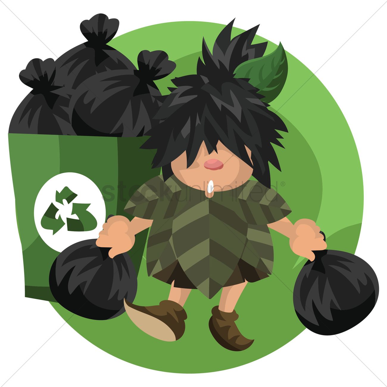 Boy Holding Garbage Bags Vector Image 1300x1300 Boy Holding Garbage Bags Vector Image
