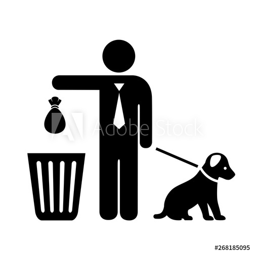 Dog And Owner With Trash Bag Vector Icon 500x500 Dog And Owner With Trash Bag Vector Icon