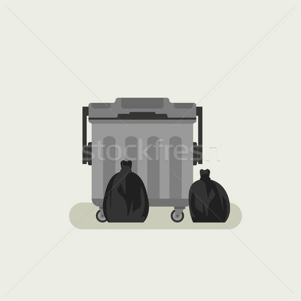 Dumpster With Black Garbage Bags Vector Illustration Ilya 600x600 Dumpster With Black Garbage Bags Vector Illustration Ilya