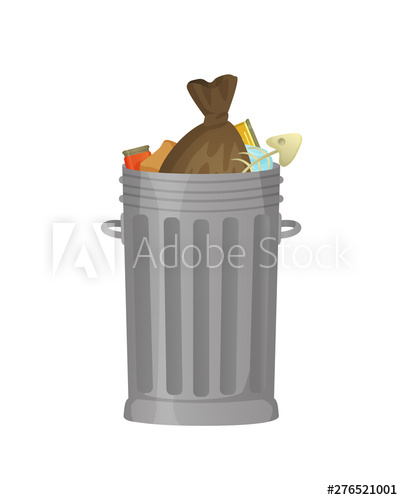 Garbage Bin Vector, Package With Collected Dirt And Litter, Metal 403x500 Garbage Bin Vector, Package With Collected Dirt And Litter, Metal