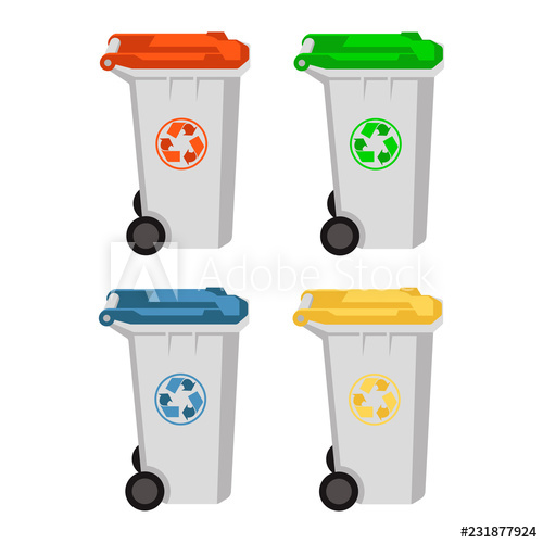 Wheeled Garbage Bin Vector Illustration Set 500x500 Wheeled Garbage Bin Vector Illustration Set
