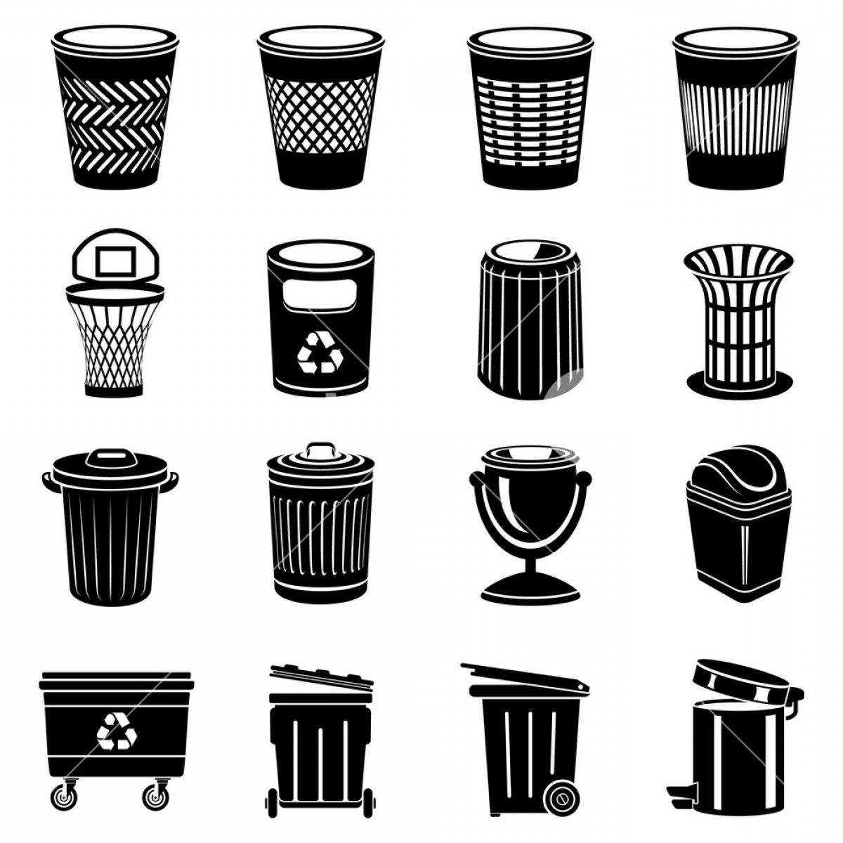 Trash Can Icons Set Simple Illustration Of Trash Can Vector Icons 1200x1200 Trash Can Icons Set Simple Illustration Of Trash Can Vector Icons
