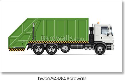 436x282 Garbage Truck Vector Illustration, Art Print Barewalls Posters