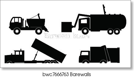 435x252 Garbage Truck Vector Illustration Art Print Barewalls Posters