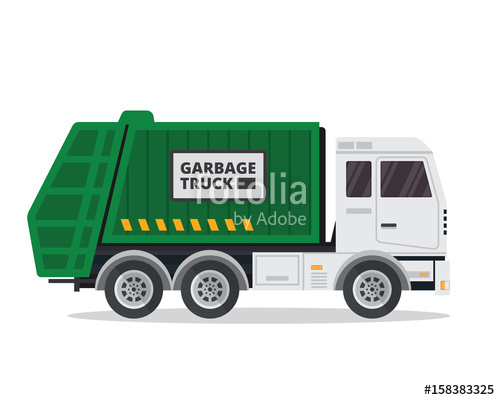 500x400 Modern Flat Isolated Garbage Truck Illustration Stock Image
