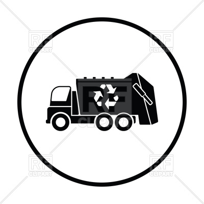 400x400 Silhouette Of Garbage Truck With Recycle Icon Vector Image