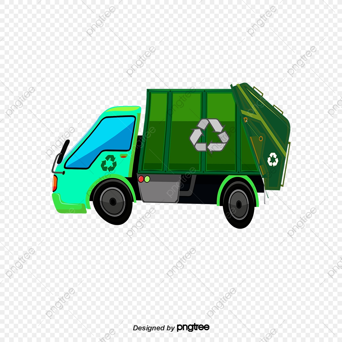 1200x1200 Vector Yellow Hand Painted Garbage Truck Flat Truck, Vector
