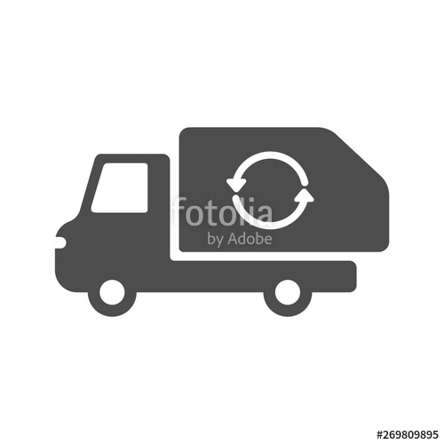 500x500 Garbage Truck Silhouette Vector Icon Isolated On White Background