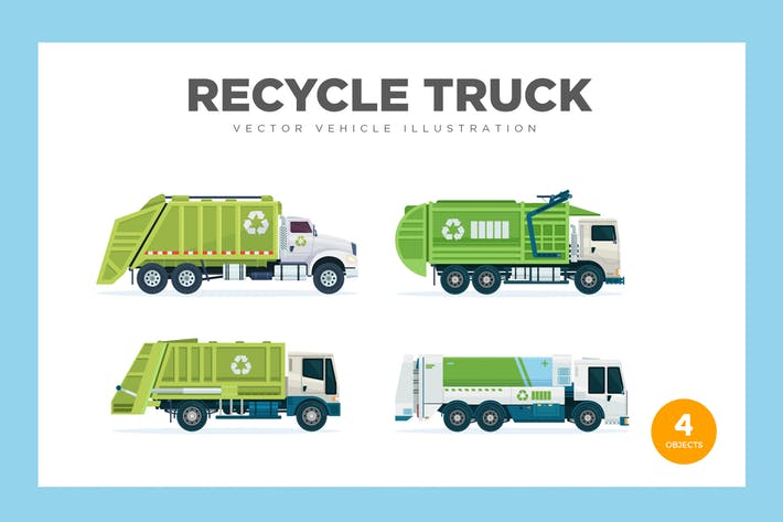 710x473 Download Recycle Garbage Truck Vector Set Illustration Objects