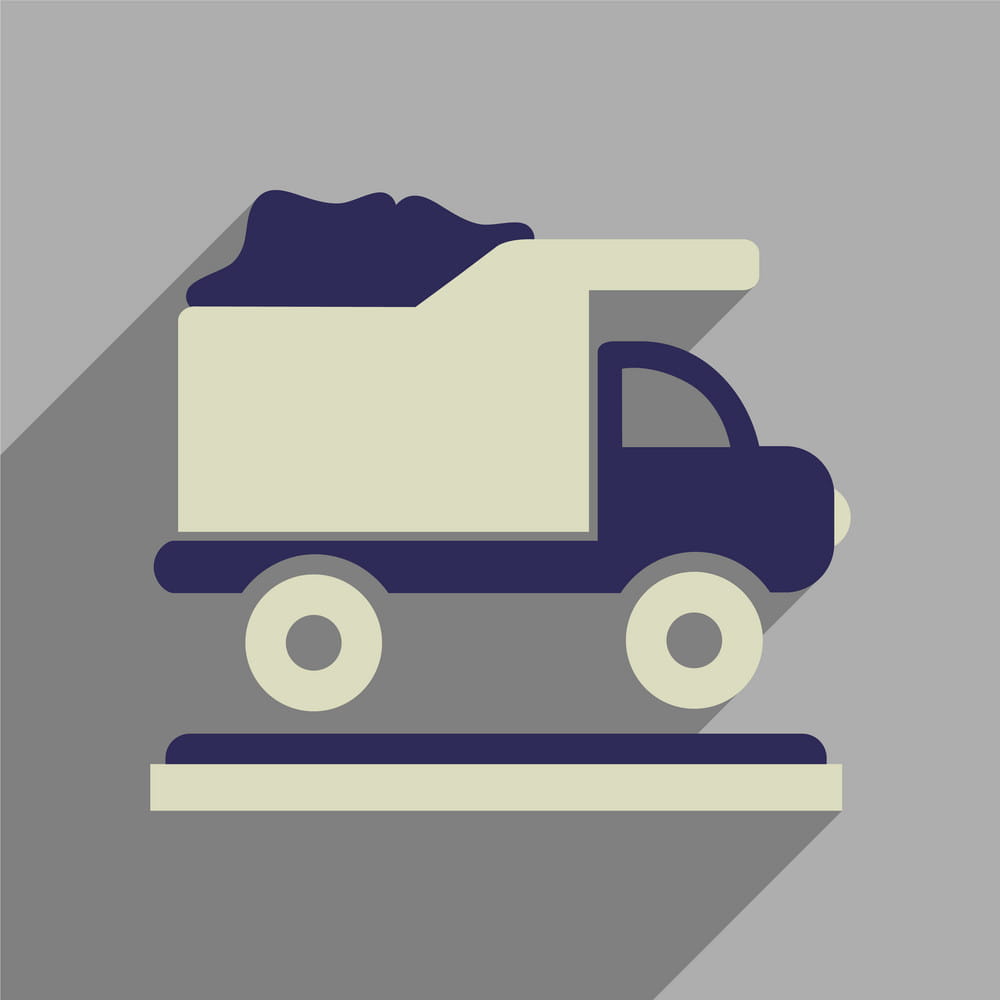 1000x1000 Flat Web Icon With Long Shadow Garbage Truck Vector