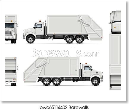 435x370 Realistic Garbage Truck Vector Mockup, Art Print Barewalls