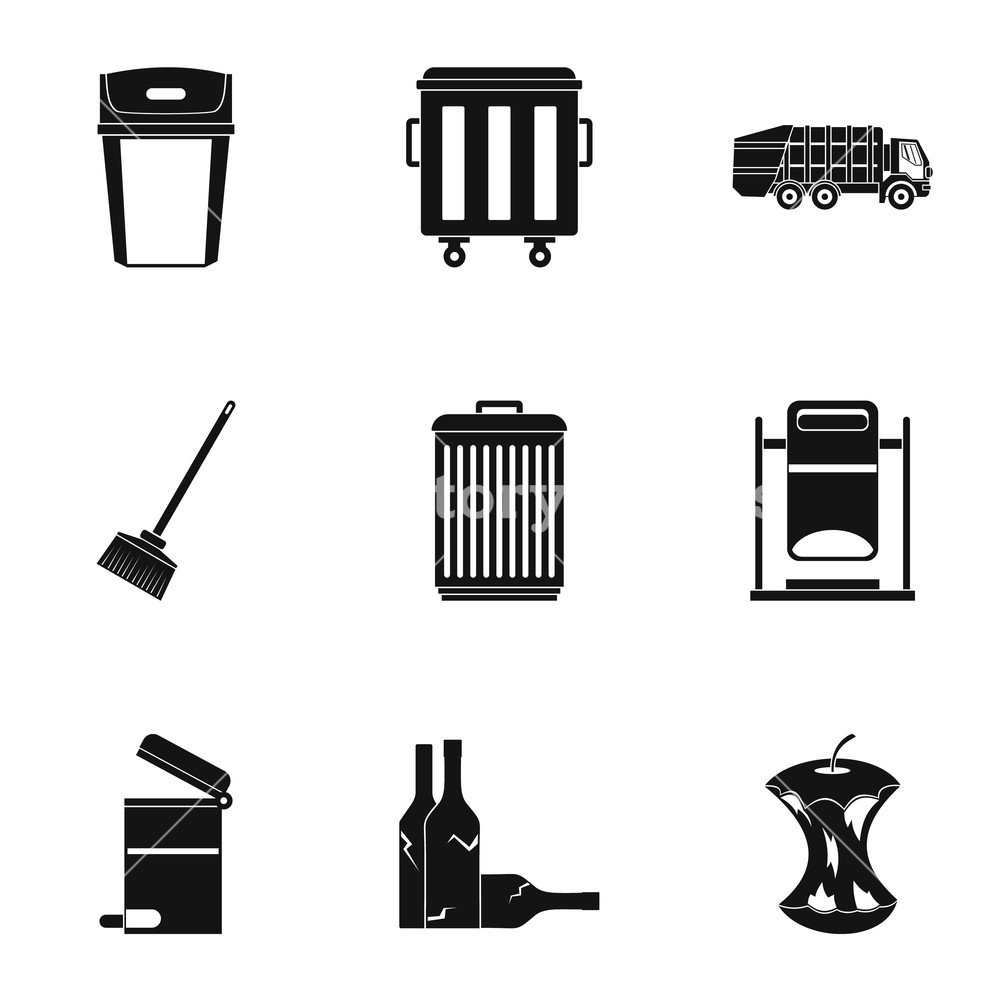 1000x1000 Garbage Icons Set Simple Illustration Of Garbage Vector Icons