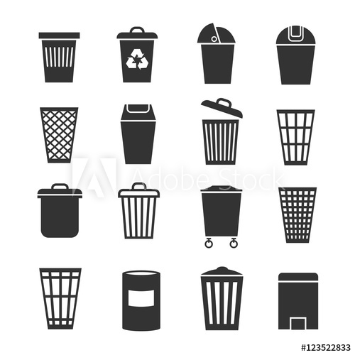 500x500 Trash Can, Waste Basket And Bin, Garbage Vector Icons