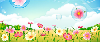 Flower Garden Free Vector Download 424x178 Flower Garden Free Vector Download