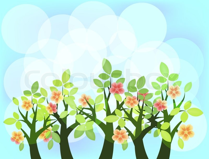 Garden In Blossom With Sky Background Stock Vector Colourbox 800x609 Garden In Blossom With Sky Background Stock Vector Colourbox
