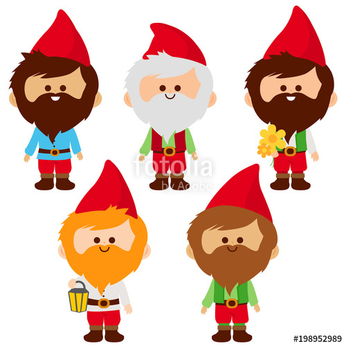 500x500 Cute Garden Gnomes Vector Illustration Set Stock Image