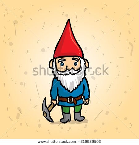 450x470 Hand Drawn Garden Gnome With A Pick In His Hand Cartoon Vector