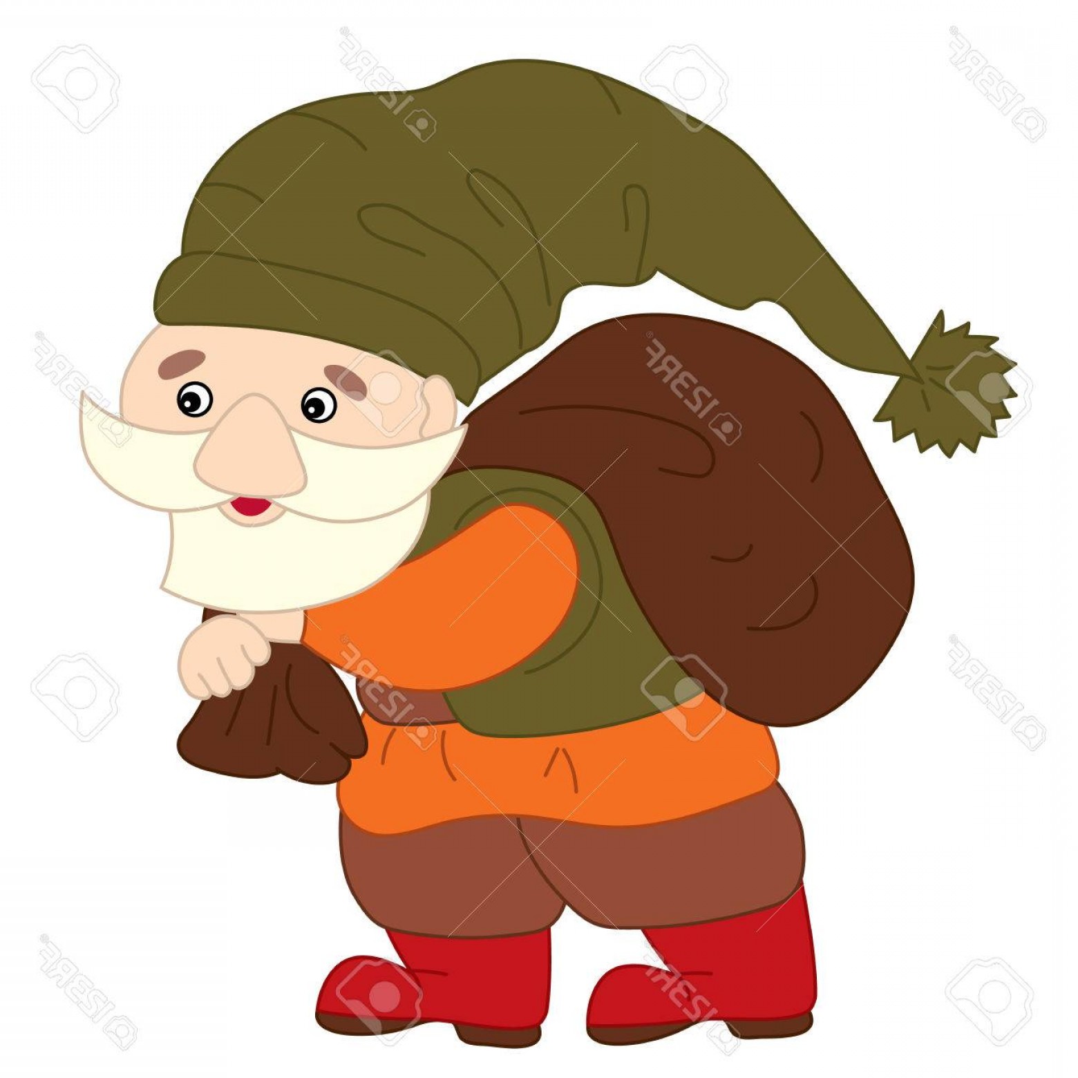 1560x1560 Photostock Vector Vector Cute Cartoon Gnome Carrying A Bag Vector