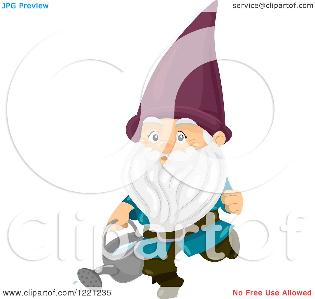 1080x1024 Clipart Of A Garden Gnome Using A Watering Can
