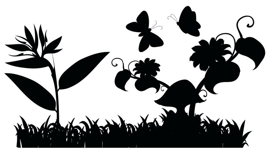 862x490 Silhouette Garden Scene With Butterflies