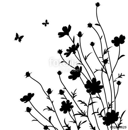 490x500 Summer Garden Flowers Silhouette Stock Image And Royalty Free