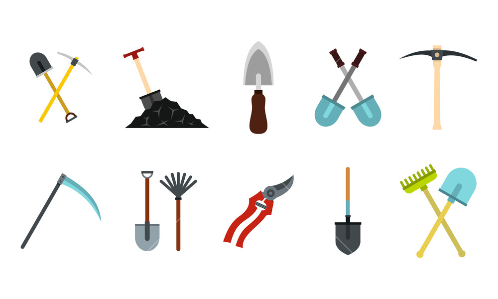 1000x600 Garden Tools Icon Set Flat Set Of Garden Tools Vector Icons