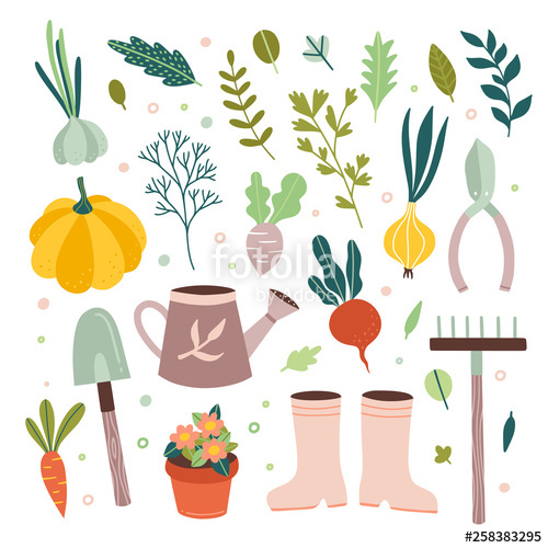 500x500 Garden Tools Vector Gardening Equipment And Cute Farm Elements