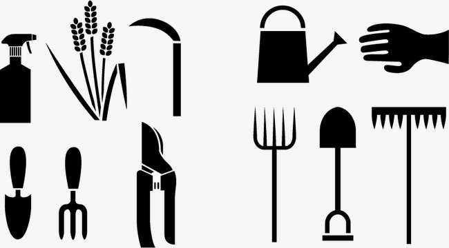 650x360 Download Free Png Gardening Tools Black And White Silhouettes