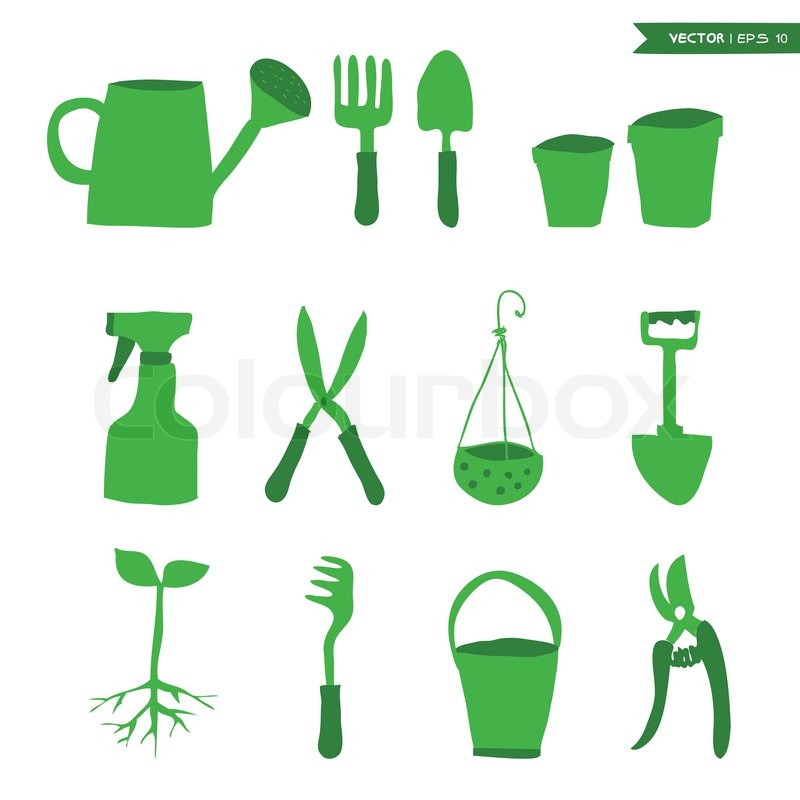 800x800 Gardening Tools Set Stock Vector Colourbox