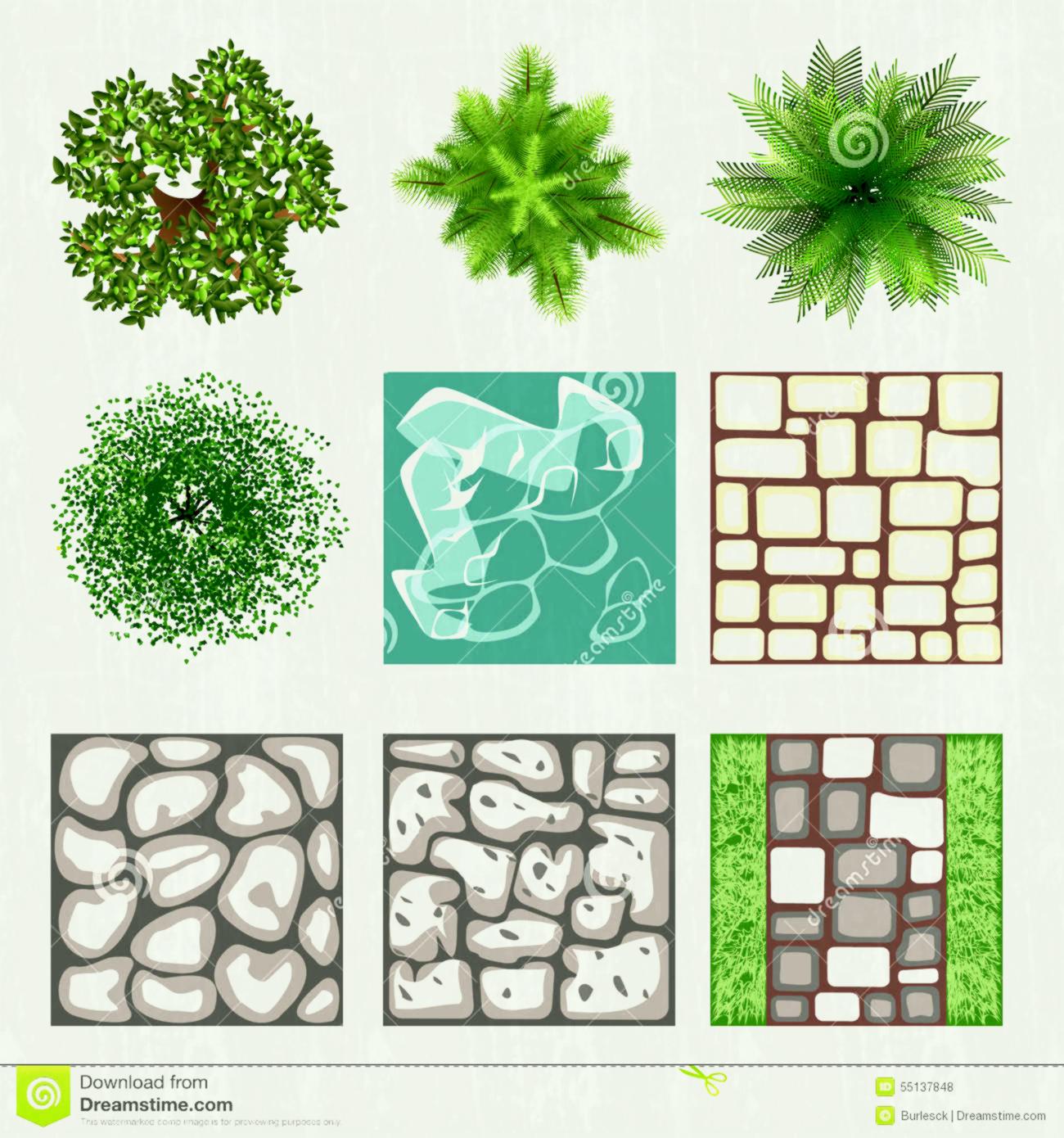 1300x1390 Landscape Design Top View Vector Elements Stock Plant Tree Outdoor