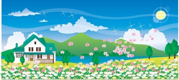 600x269 Flower Garden Free Vector Download