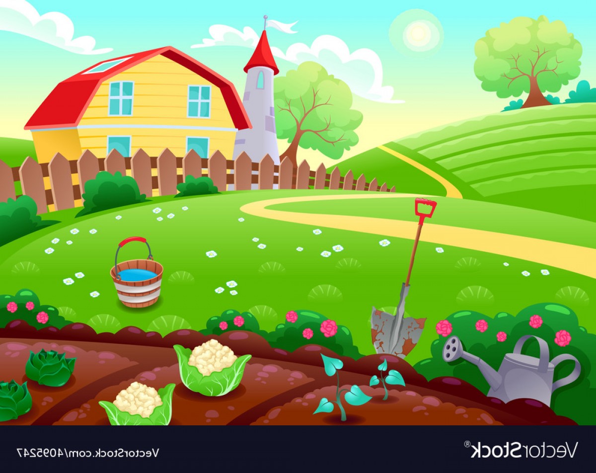 1200x952 Funny Countryside Scenery With Vegetable Garden Vector Savoyuptown
