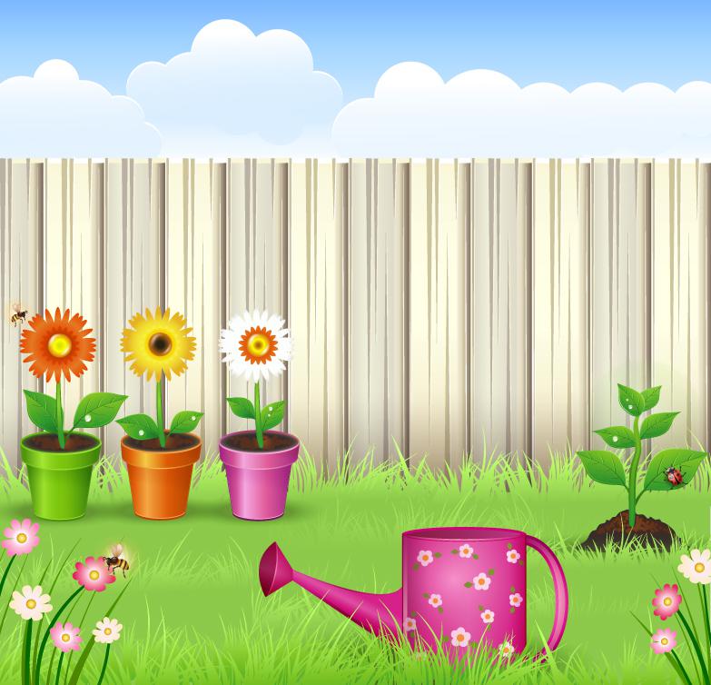 783x754 Cartoon Private Garden Vector