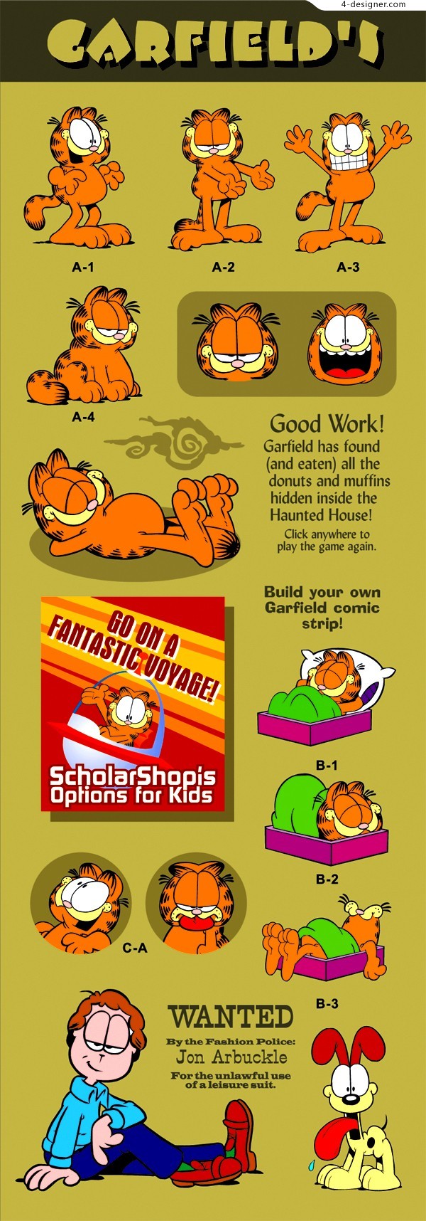 600x1716 Designer Cartoon Garfield Vector Material
