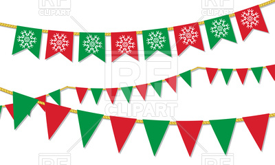 400x240 Christmas Red And Green Flags And Garland Vector Image Of Design