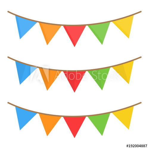 500x500 Colorful Rainbow Party Garland Vector Illustration Set Of Three