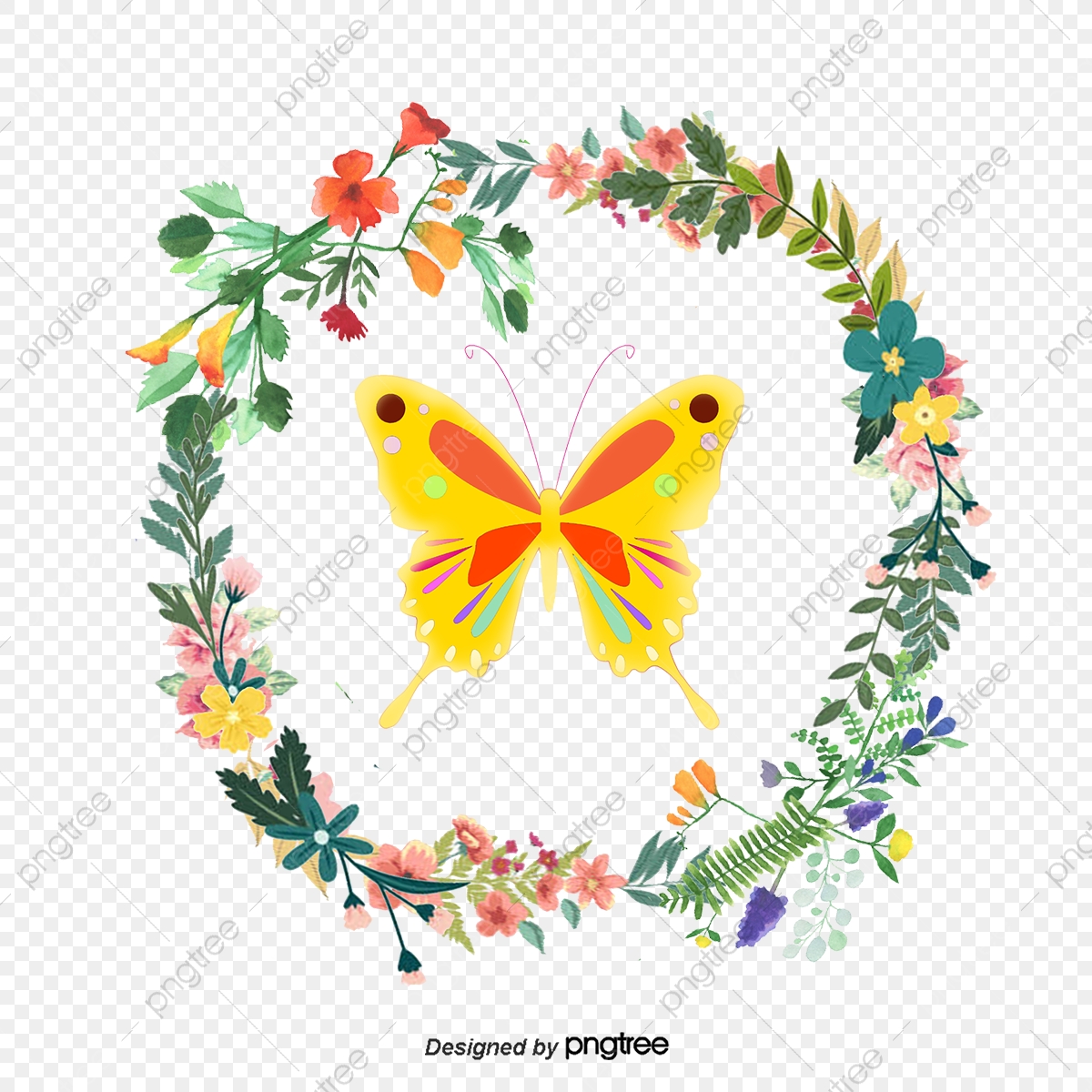 1200x1200 Beautiful Butterfly And Garland Vector, Butterfly Vector