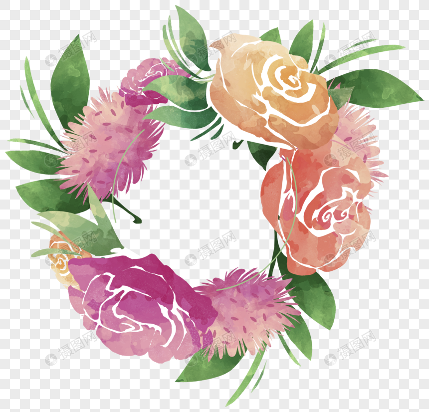 860x826 Hand Painted Fantasy Flower Garland Vector Material Png