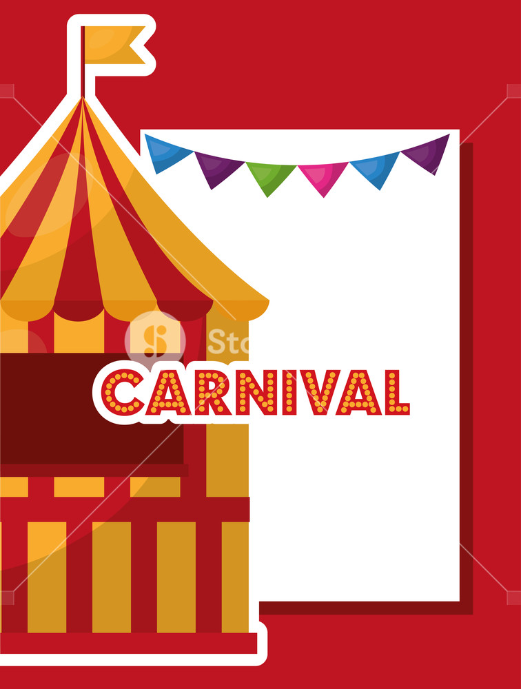 756x1000 Carnival Tent Booth Flag Garland Vector Illustration Royalty Free