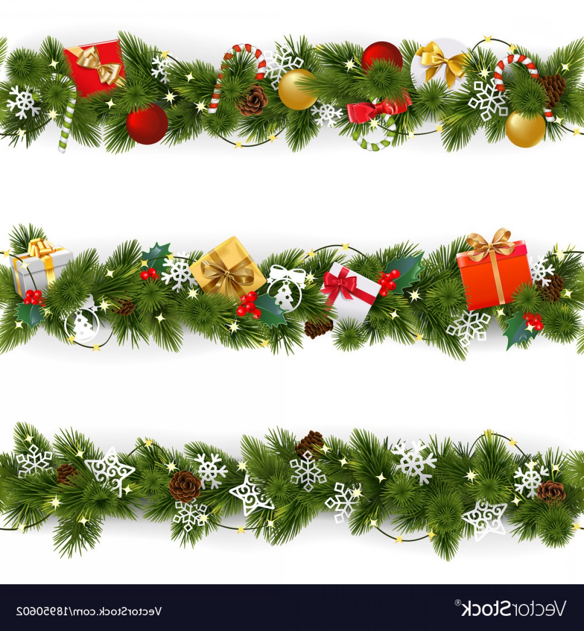 1200x1296 Christmas Border Set With Garland Vector Soidergi