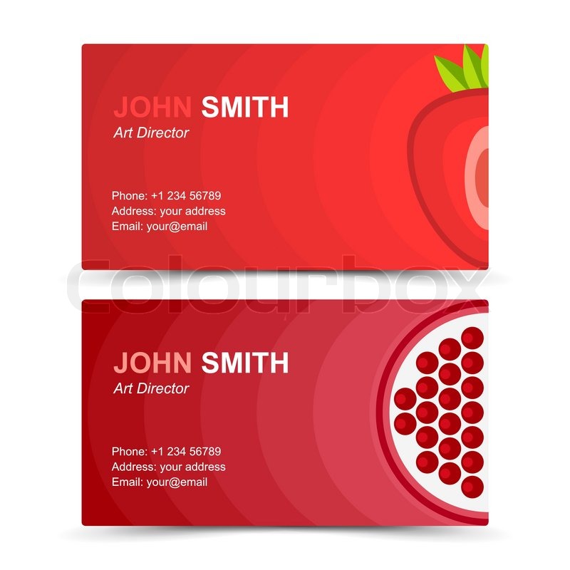 800x800 Business Card Set Strawberries Garnet Stock Vector Colourbox