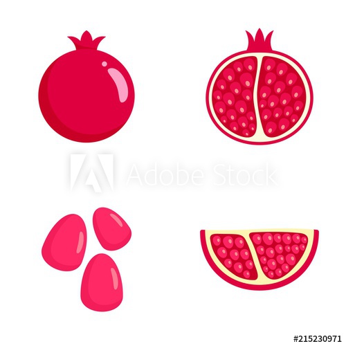 500x500 Pomegranate Juice Seeds Garnet Icons Set Flat Illustration