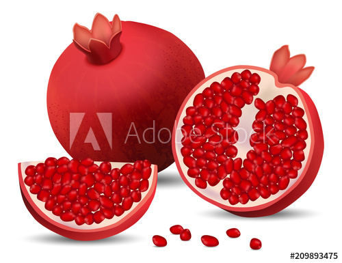 500x385 Pomegranate Juice Seeds Garnet Icons Set Realidtic Illustration