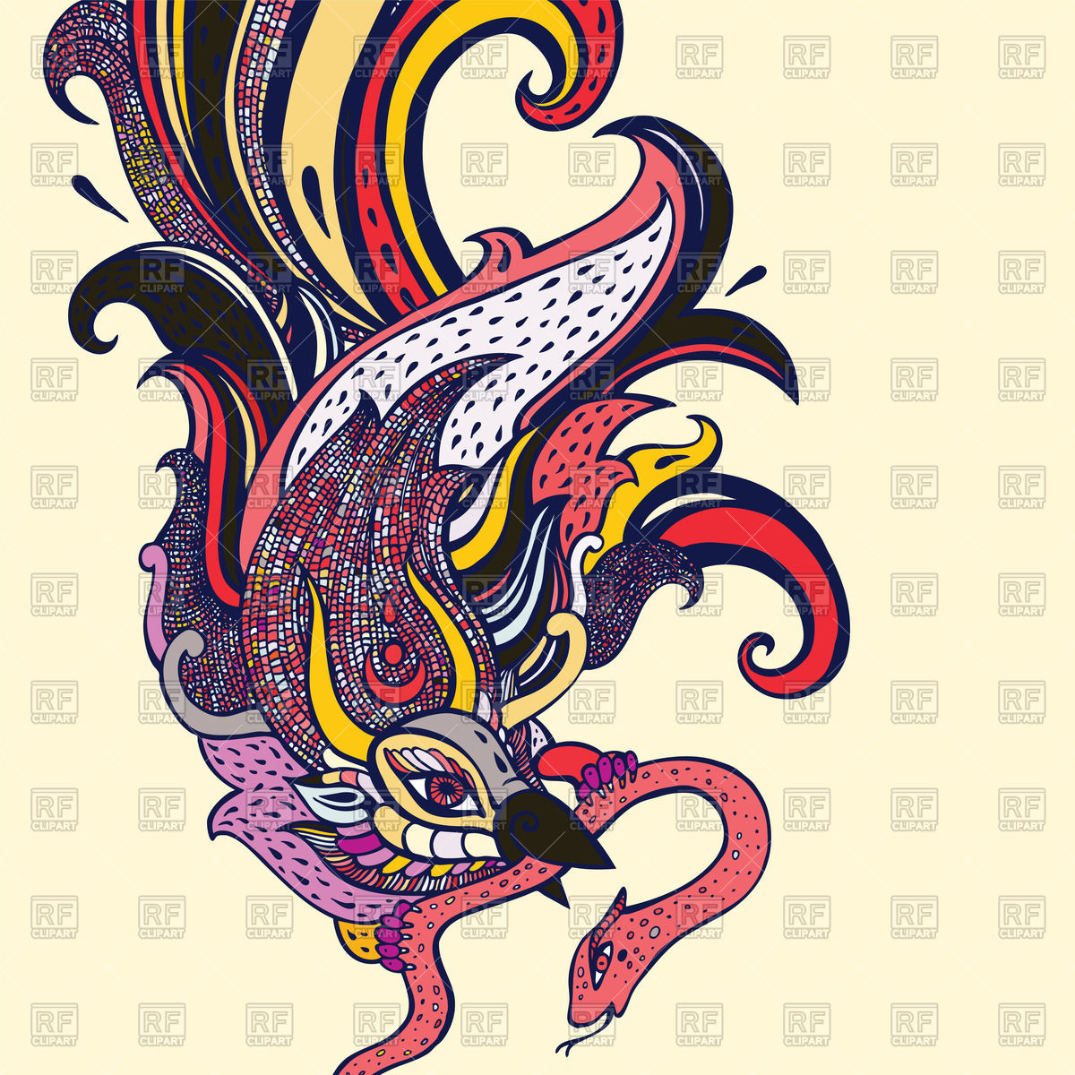 1200x1200 Indian God Garuda Holding Snake In A Beak Vector Image Of Plants