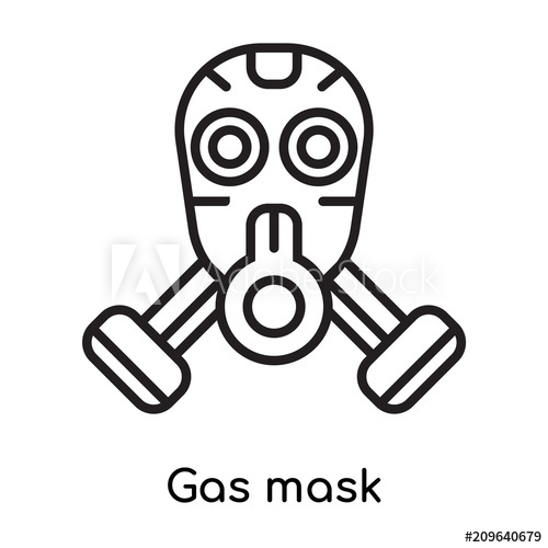 500x500 Gas Mask Icon Vector Sign And Symbol Isolated On White Background