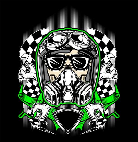 477x490 Skull Helmet Racing With Gas Mask Vector